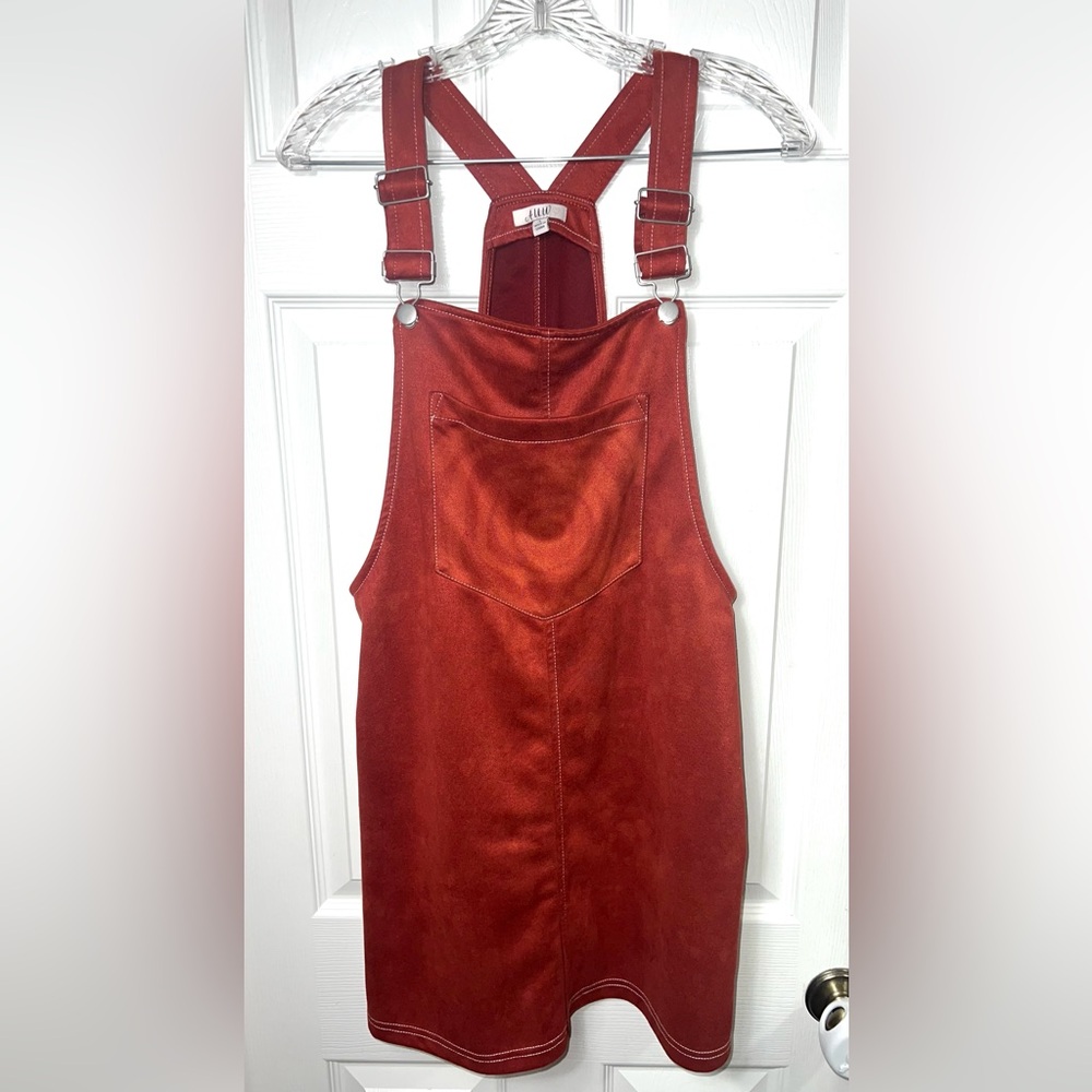 A.U.W Faux Suede Skirtall Overall Dress Overall Skirt Rust Orange Boho Size L